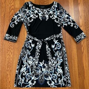 White House Black Market Black Floral Scroll Dress